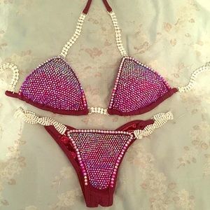 Red Wine Swarovski crystal Competition Bikini